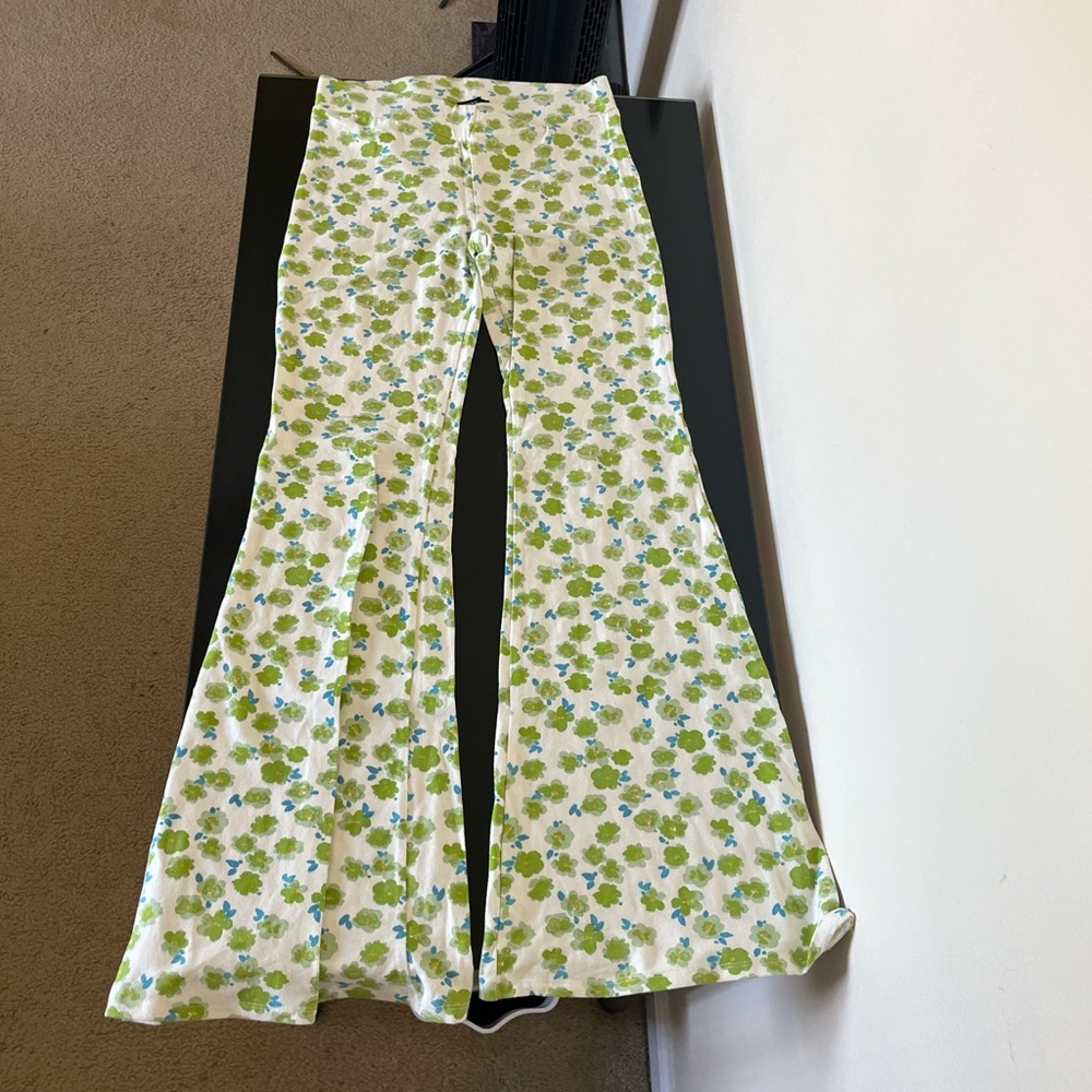 Forever 21 Green and Blue Floral Flare Pants